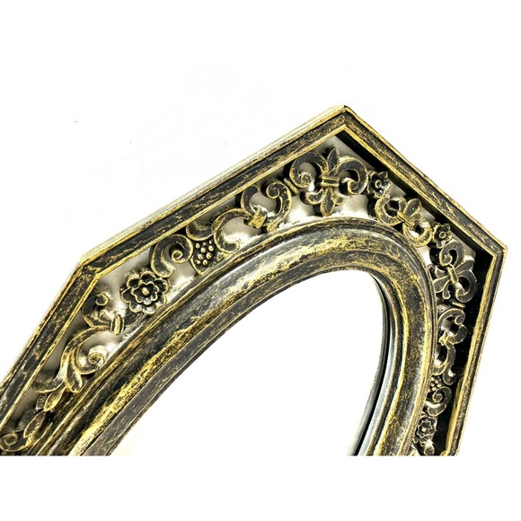 Vintage MCM 1964 Mirror Painted Plastic 22"x9" Flowers Fleur De Lis Motif - Picture 2 of 8